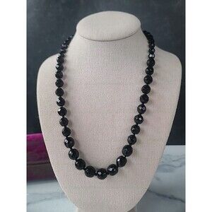 Hobe Faceted Black Beaded Necklace Vintage